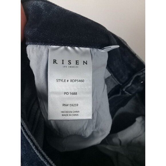 Risen Jeans Women's Size 7/28 Blue Embellished Fray Hem High Rise Rhinestone - Picture 4 of 15